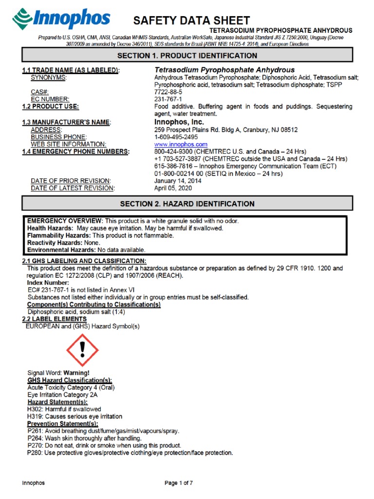 SDS PDF Dangerous Goods Personal Protective Equipment