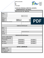 Hoja de Datos para Archivo Escolar Docente