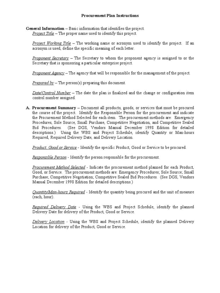 Procurement Plan Instructions 2026 | PDF