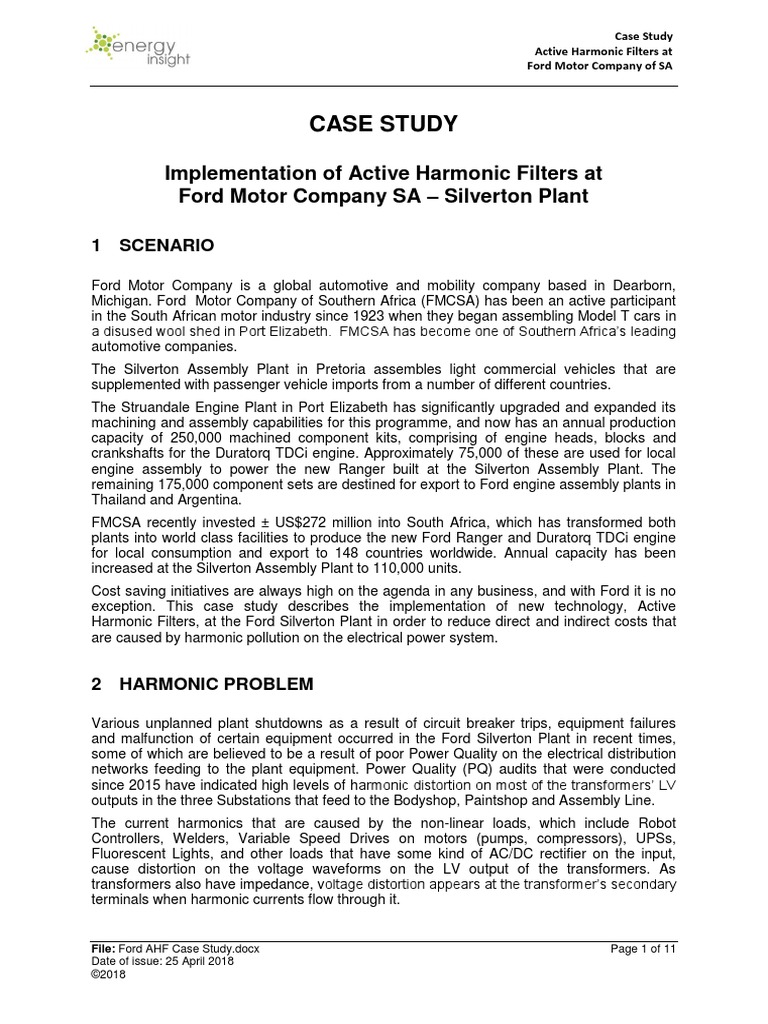 Implementation of Active Harmonic Filters at Ford Motor Company | PDF ...