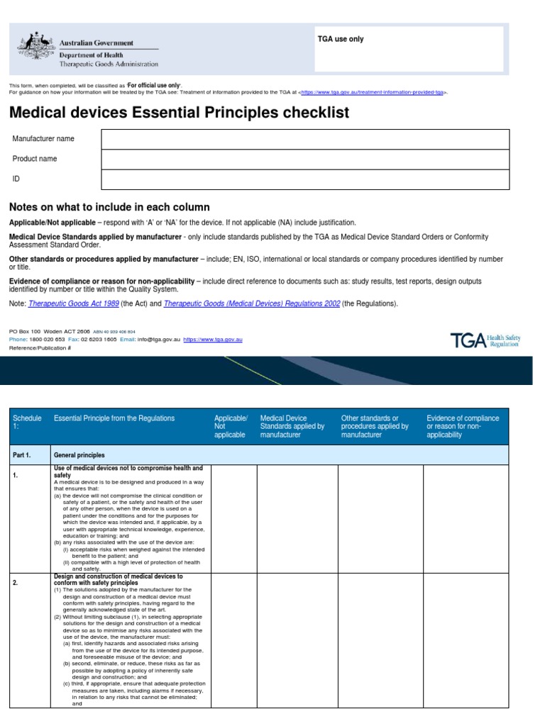 essentialprincipleschecklistmedicaldevices PDF Medical Device