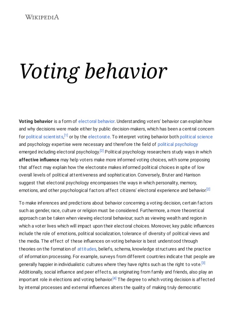Understanding Voting Behavior Factors | PDF | Anxiety | Psychology