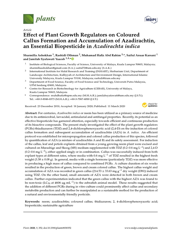 Effect of Plant Growth Regulators PDF High Performance Liquid Chromatography Chemistry