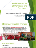Updates/Refresher For BHWS' Rules and Functions:: Inayangan Health Center Calinan District