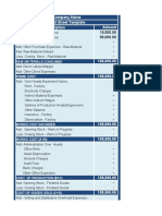 Company Name Cost Sheet Template Description Amount: Raw Materials Consumed