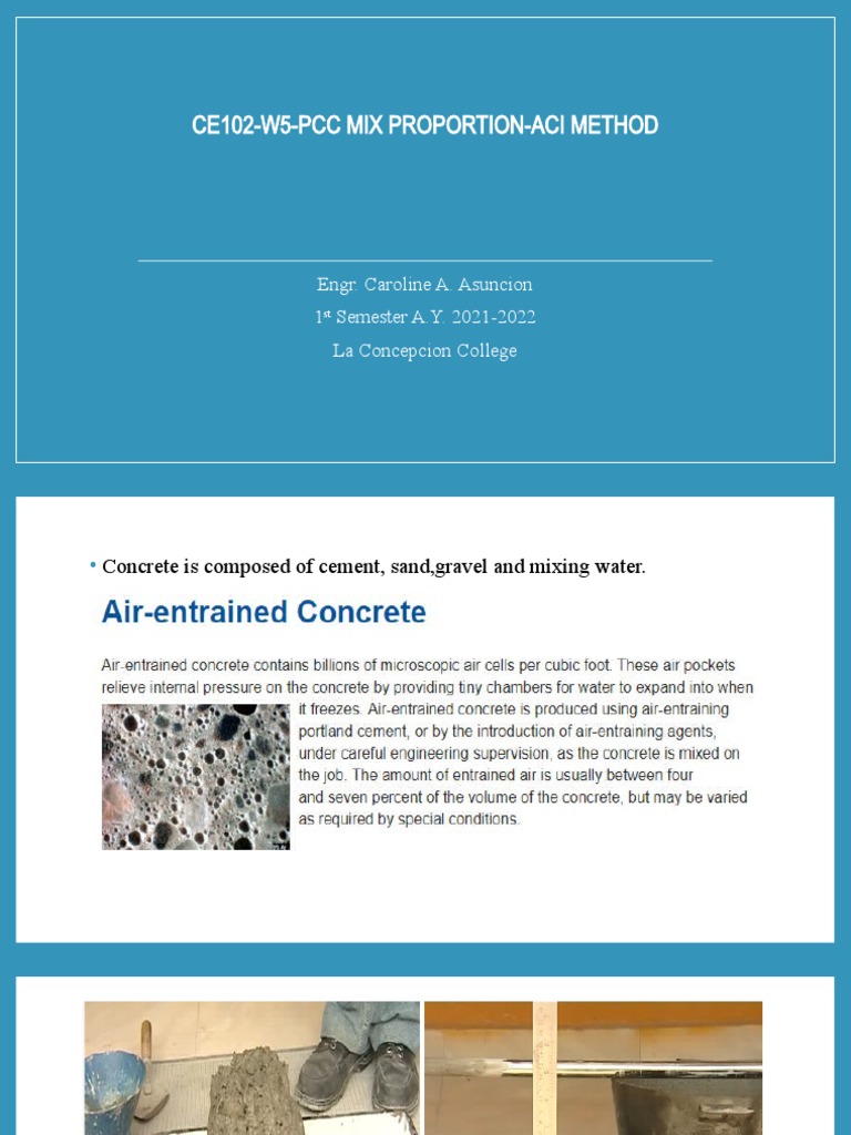 PCC Mix Proportioning ACI Method Guide | PDF | Concrete | Materials