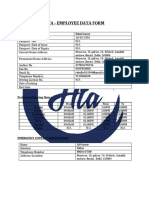 Hta - Employee Data Form: Preferred Working Hours