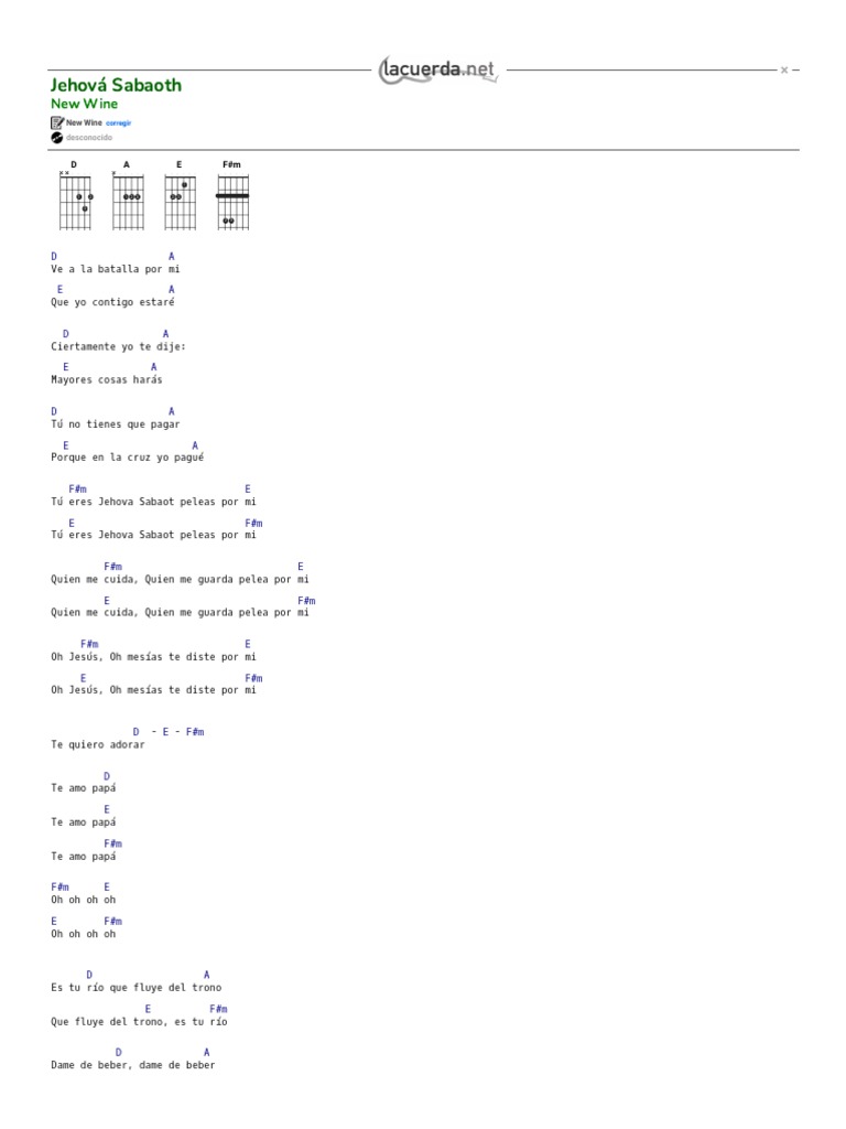 JEHOVA SABAOTH, New Wine Acordes PDF
