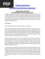 Petition Letter Against NPS-SSS Agreement