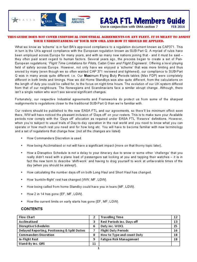 Pilot Flight Time Limitations Easa