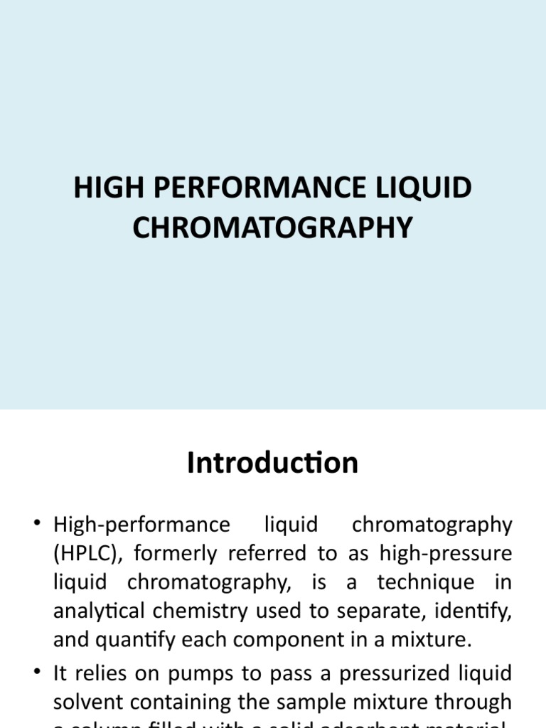 High Performance Liquid Chromatography PDF High Performance Liquid