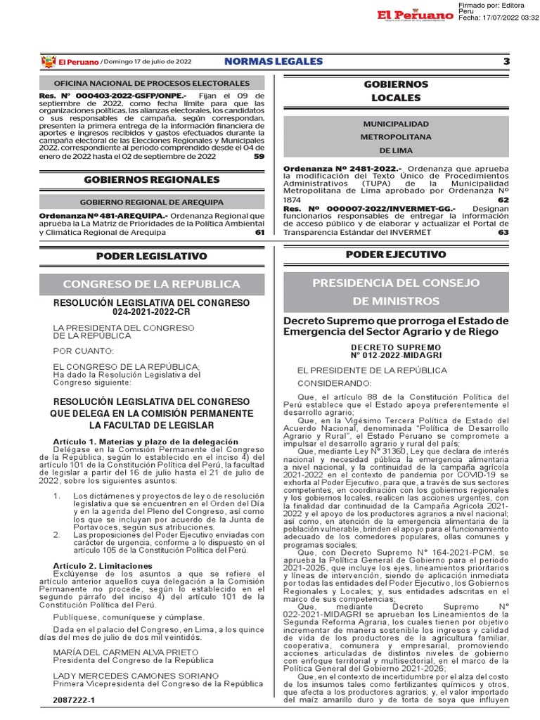 D.S 0122022 PDF Agricultura Perú