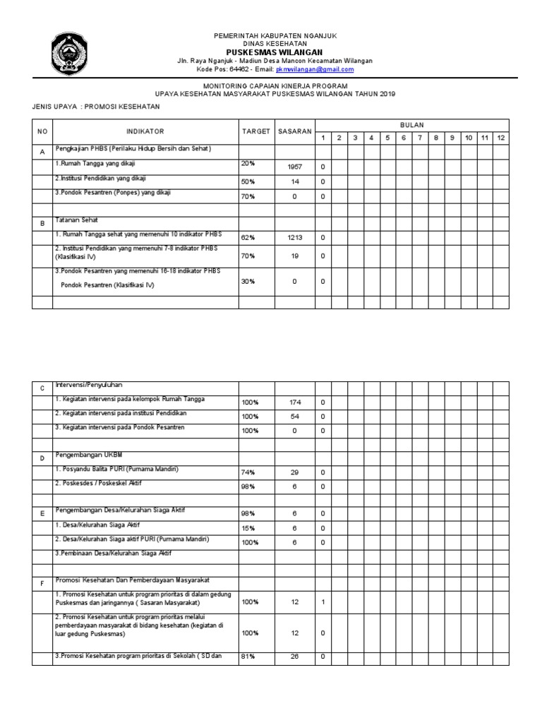 1.form Monitoring Capaian Kinerja UKM | PDF