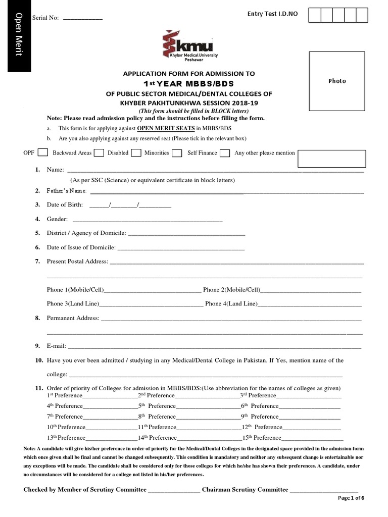 KMU OPEN MERIT For Uploading Latest | PDF | University And College ...