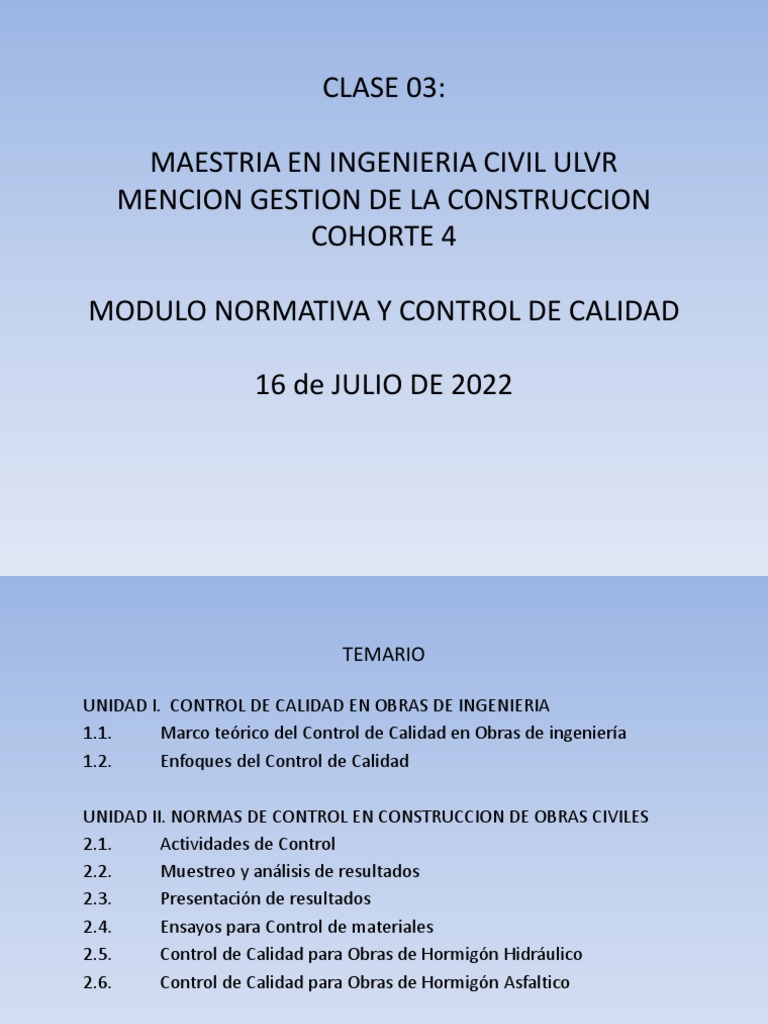 Control de Calidad en Construcción Civil | PDF | Calidad (comercial ...