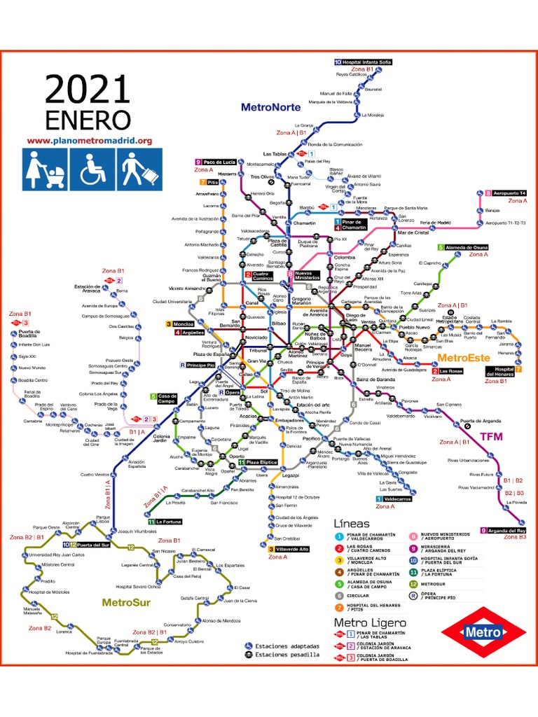 Plano Metro Madrid Accesible 2021 | PDF