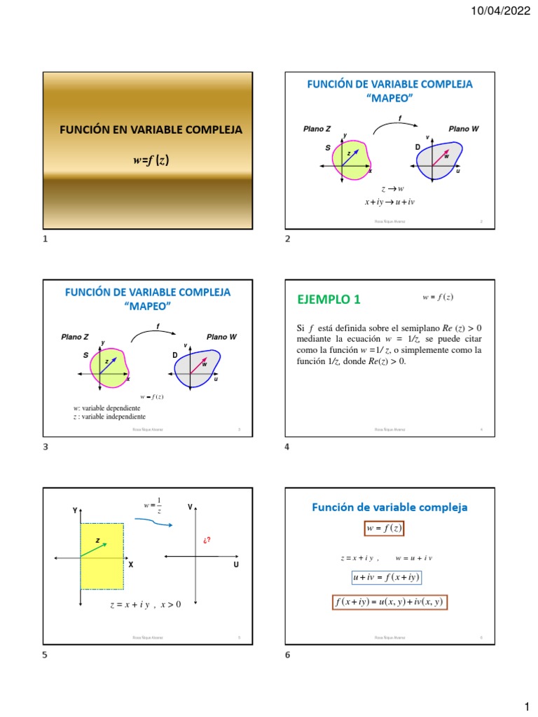 Funciones y Mapeo en Variable Compleja | PDF | Función (Matemáticas ...