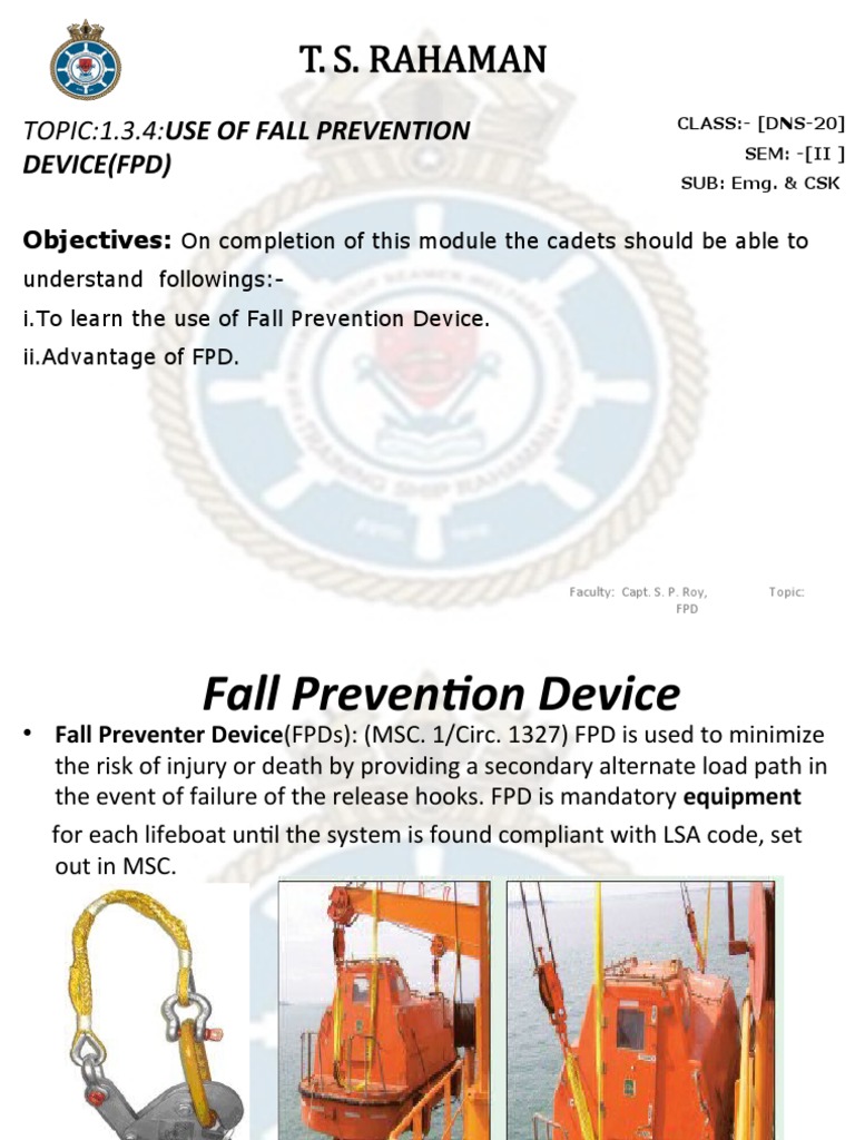 Lifeboat Fall Prevention Device Overview | PDF | Water Transport | Safety