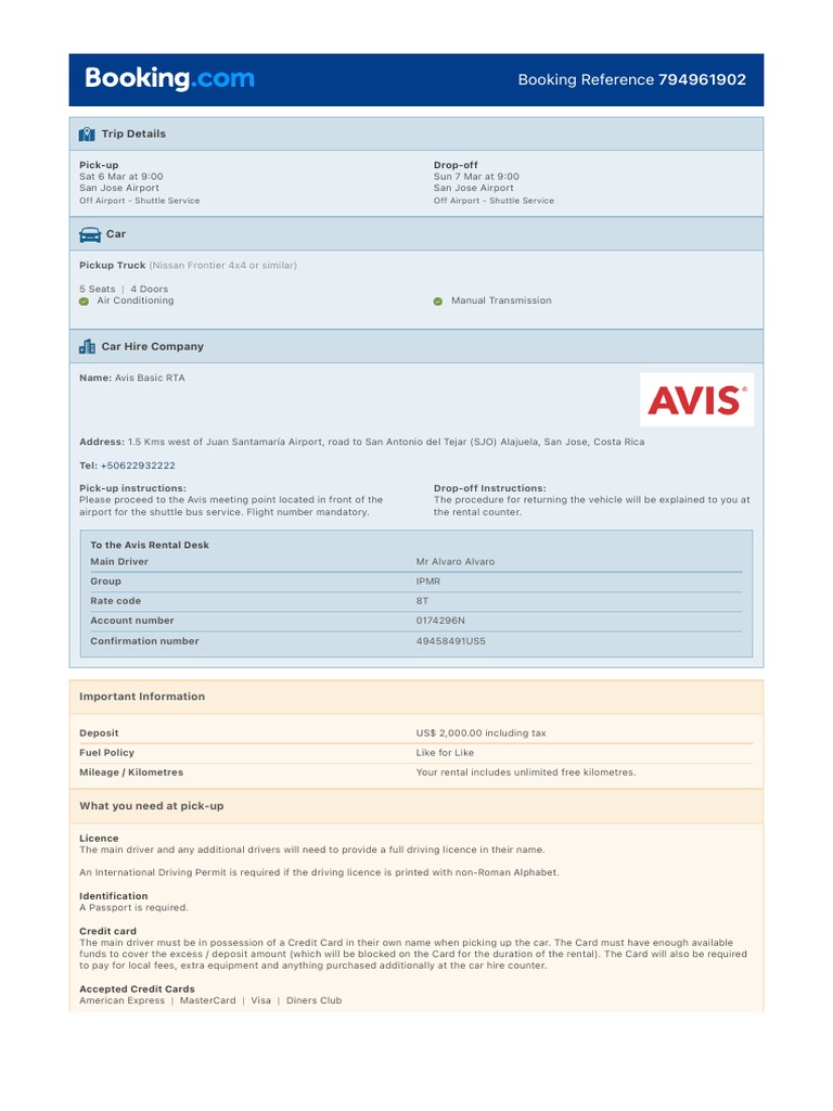 Car Rental Voucher Booking Com Car Hire PDF Motor Vehicle