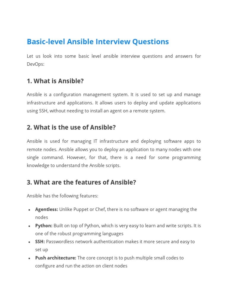 Basic Ansible Interview Questions Guide | PDF | System Software ...
