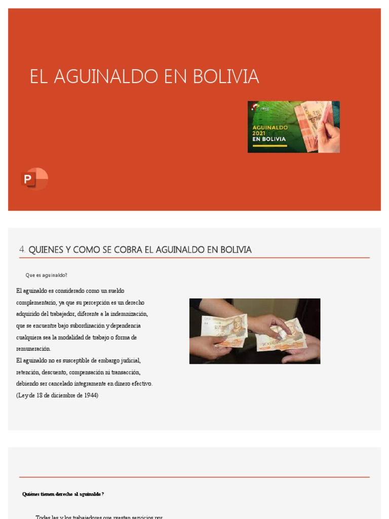 Aguinaldo en Bolivia: Derechos y Cálculo | PDF | Salario | Economias