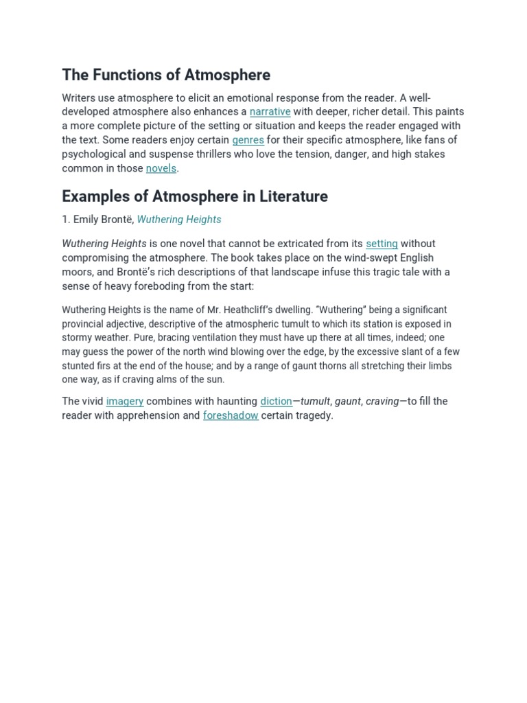 The Functions of Atmosphere: Narrative Genres Novels | PDF | History ...