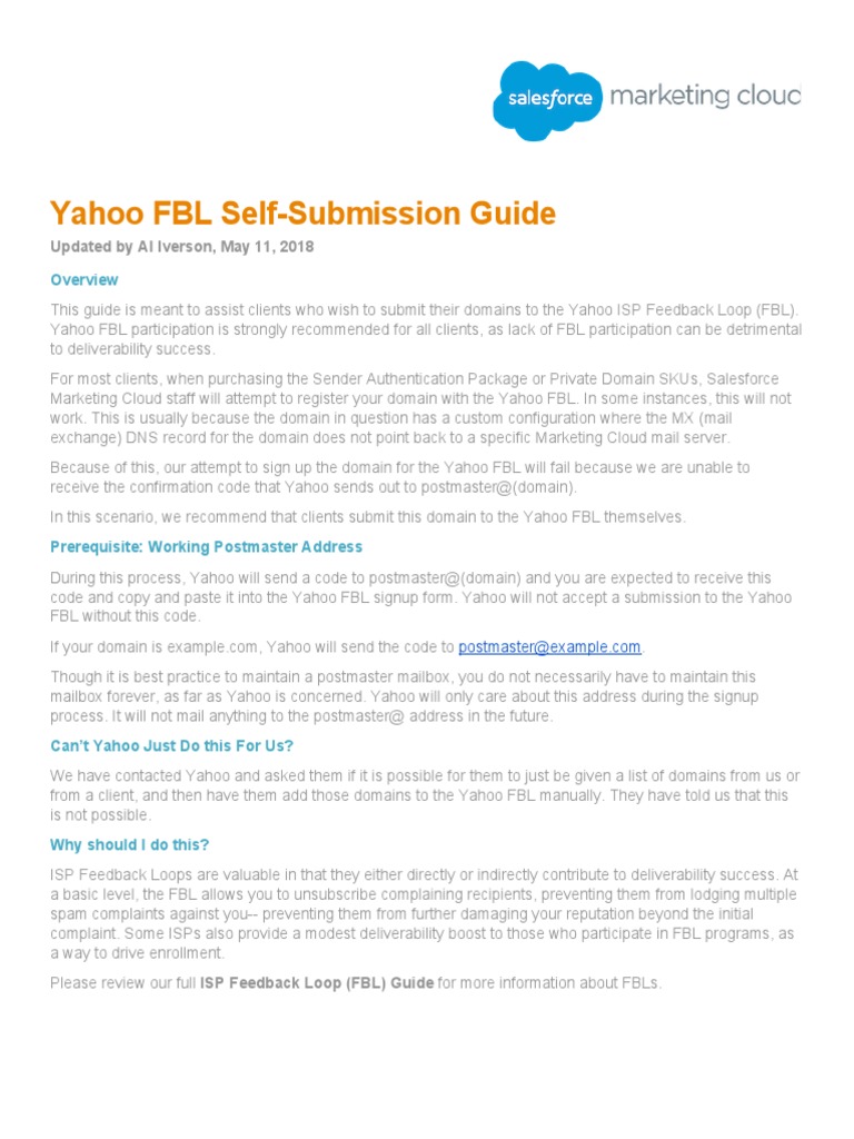 Yahoo FBL Self-Submission Guide | PDF