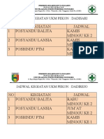 Jadwal Kegiatan Ukm Pekon