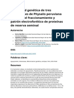 Diversidad genética de tres poblaciones de Physalis peruviana a partir del fraccionamiento y patrón electroforético de proteínas de reserva seminal