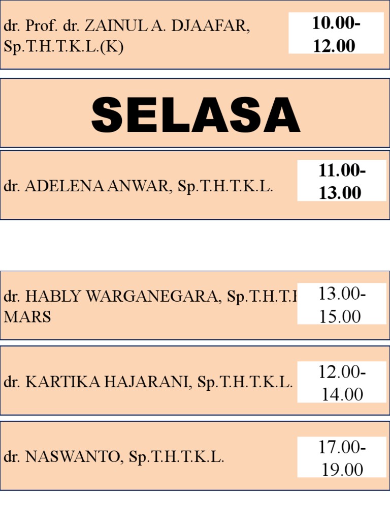 Schedule of ENT Specialists | PDF | Wellness