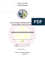 School of Nursing: A Paper Presented To The School of Nursing Level 1 As Partial Fulfillment of The Course NCM 100