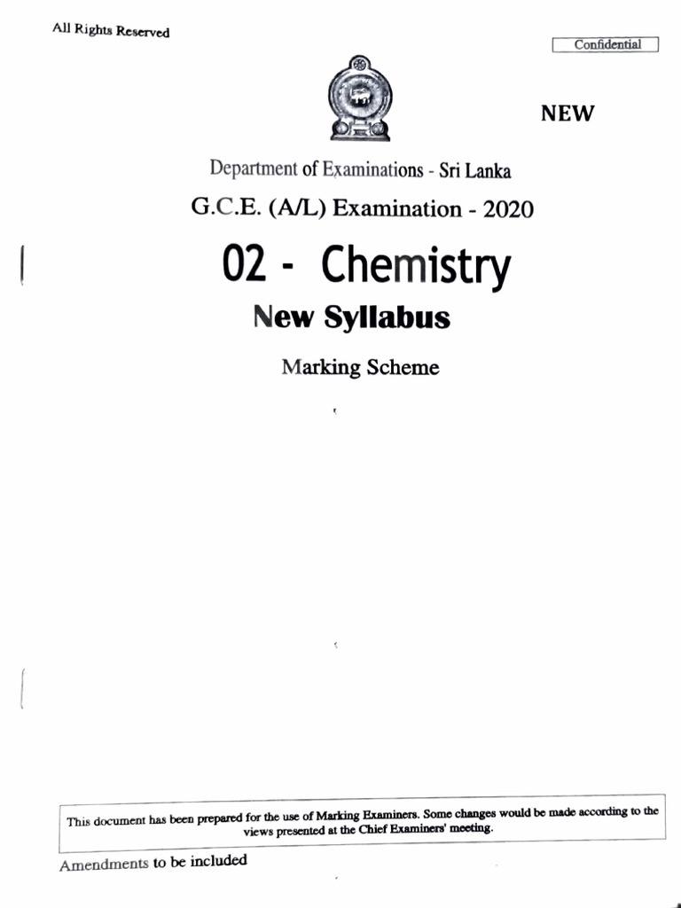 Chemistry 2020 AL (NEW) Markings Scheme PDF