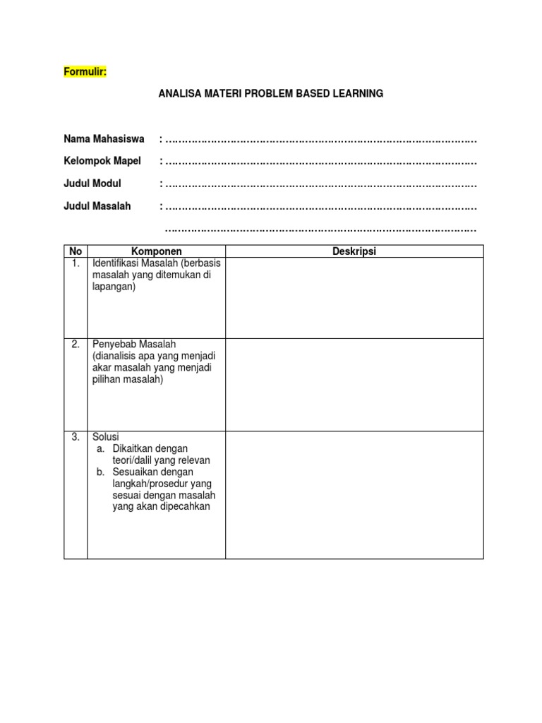 Analisa Materi Problem Based Learning | PDF