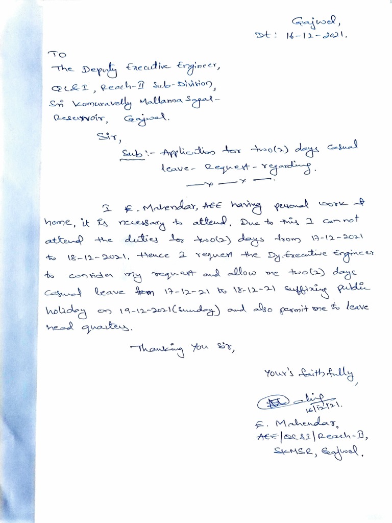 CL Leave Application Letter | PDF