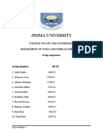 Jimma University: College of Law and Governance Department of Civics and Ethical Education Group Assignment