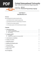 United International University: Lab Sheet 1 Introduction To C