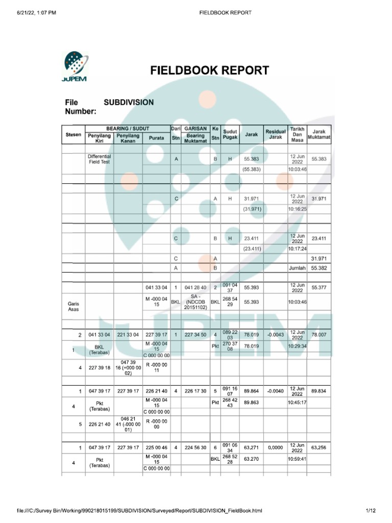 Fieldbook Report PDF