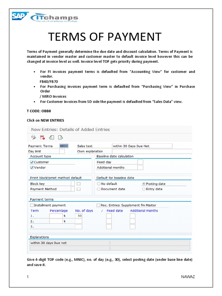 Terms of Payment Configuration | PDF | Payments | Invoice