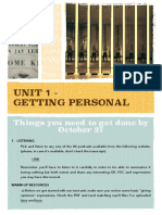 Unit 1 - Getting Personal: Things You Need To Get Done by October 27
