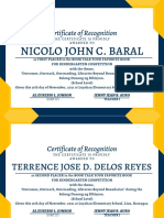 Certificate of Recognition: Nicolo John C. Baral