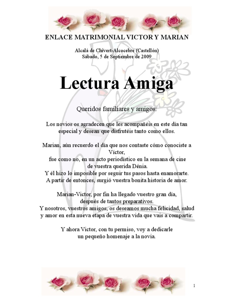 Celebración de Amor: Víctor y Marian | PDF | Poesía, image size:768x1024