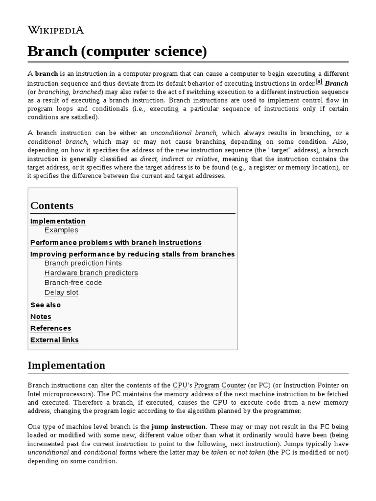 Branch (Computer Science) | PDF | Computer Architecture | Manufactured ...
