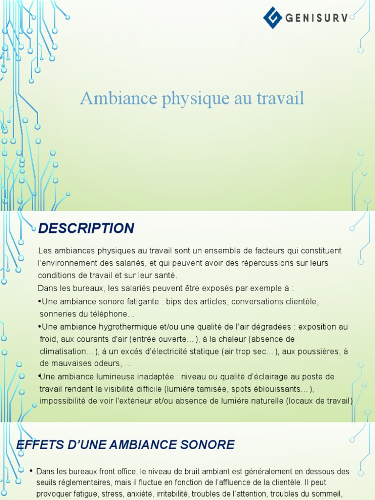 Ambiance Physique Au Travail | PDF | Lumière | Bruit