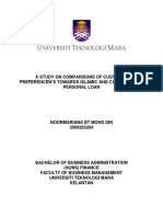 A Study On Comparisons of Customer Preferencen'S Towards Islamic and Conventional Personal Loan