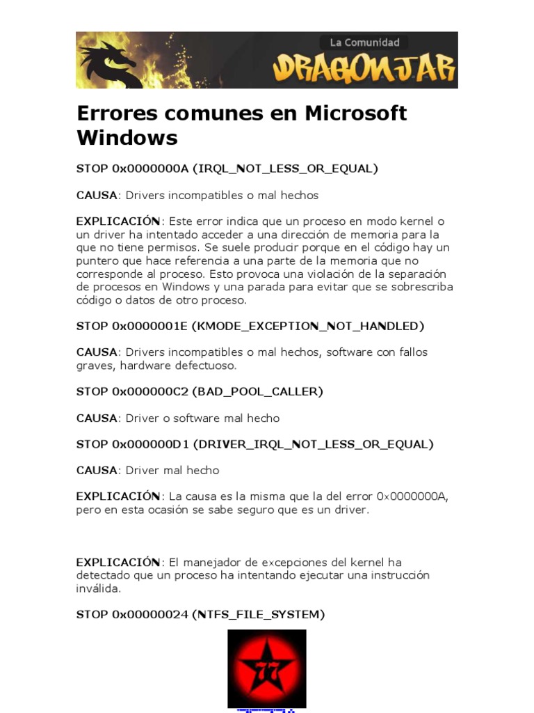 Errores Comunes De Windows Xp Pdf Virus De Computadora Hardware