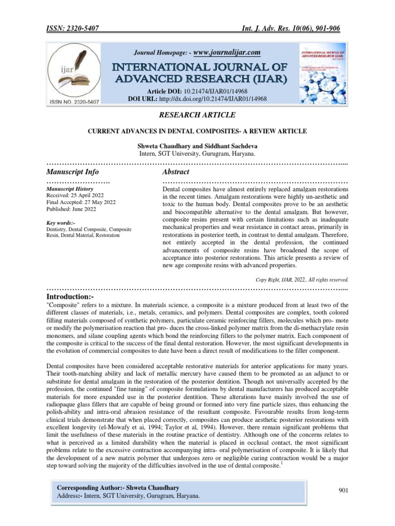 Current Advances in Dental Composites A Review Article PDF Dental Composite Composite