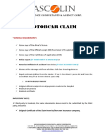 Motorcar Claim Requirements and Procedure