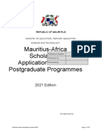 Mauritius-Africa Scholarship Application Form