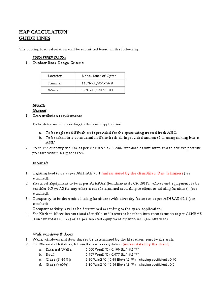 HAP Calculation Guidelines for Qatar | PDF | Thermostat | Ventilation ...