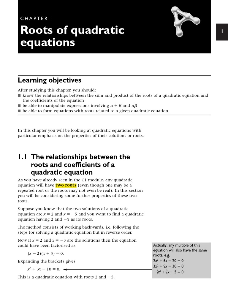 Roots and Coefficients of Quadratics | PDF | Quadratic Equation | Zero ...